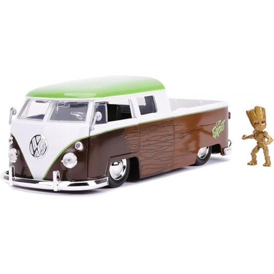 Jada Şekil Galaxy Groot ve 1963 model Volkswagen otobüs alımı 01:24 döküm Araç Oyuncak Marvel