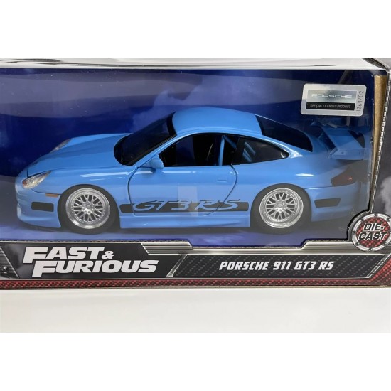 Fast And Furious Brians Porsche 911 GT3 Rs Blue 1:24 Scale Jada